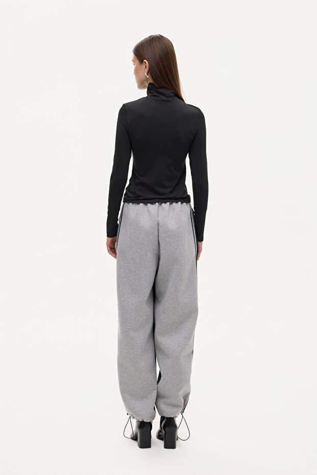 Boğazlı Uzun Kollu Basic Bluz Siyah - 5