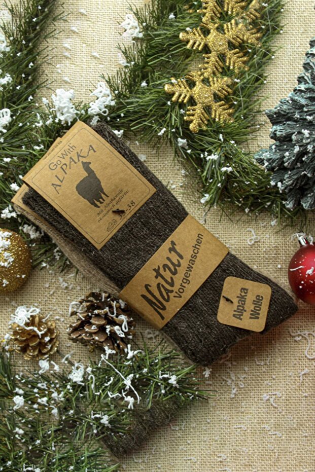 جوارب حرارية شتوية سميكة من صوف الألبكة للجنسين مكونة من قطعتين 3095