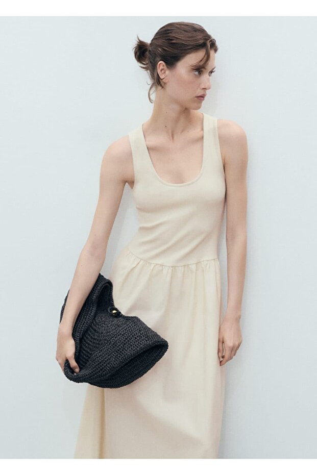 Combined Fabric A-Line Dress