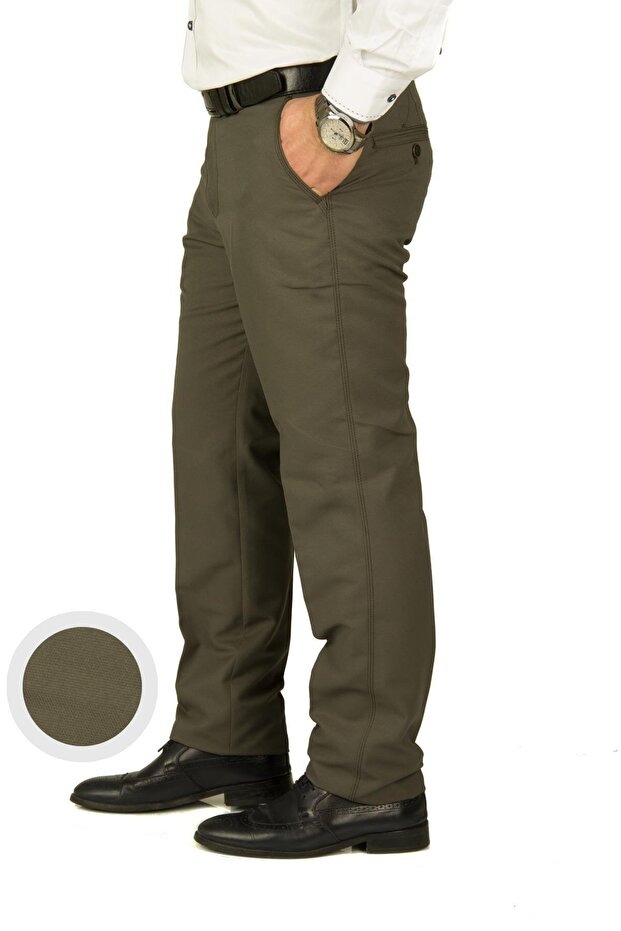 Men's Armüllü Khaki Linen Trousers Men's Classic Cut Dad Trousers