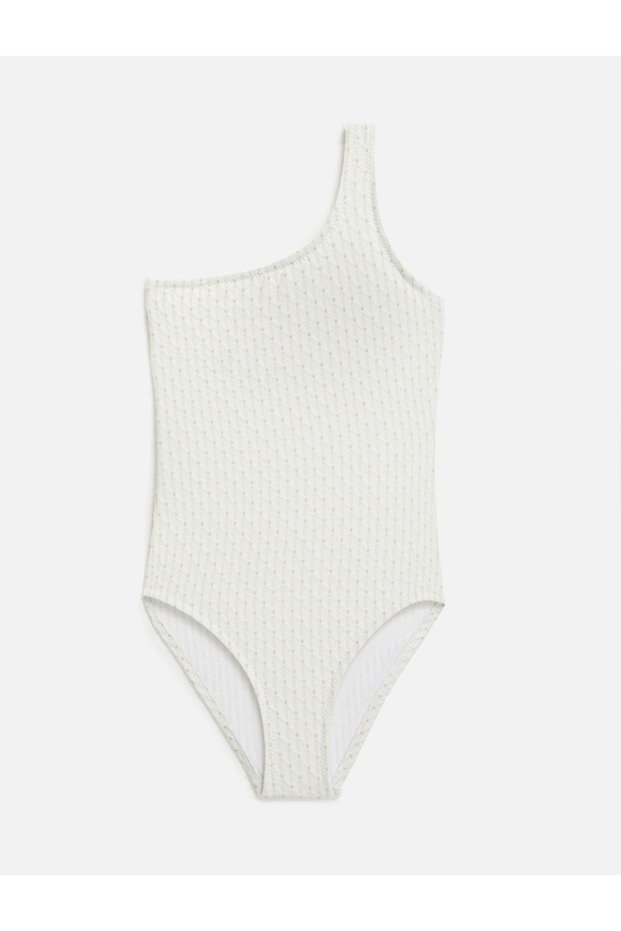 Moeva Girl's One Shoulder White Swimsuit