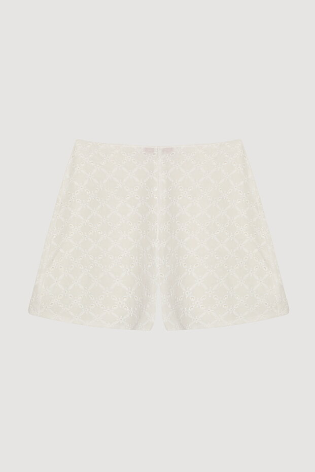 Fisto Detaylı Mini Şort Ekru - 2