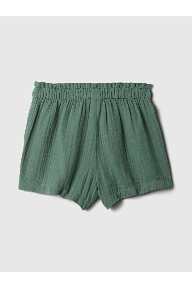 Kız Bebek Haki Crinkle Gauze Pull-On Şort - 2