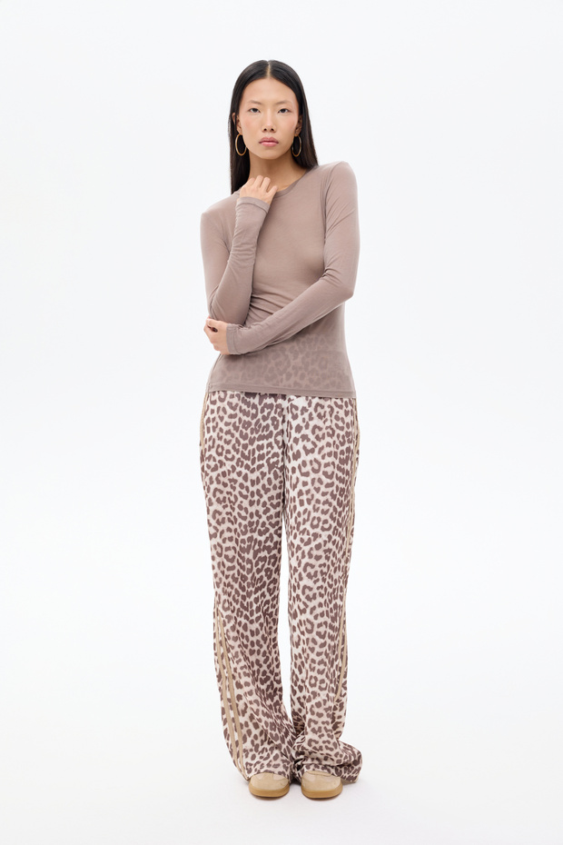 Bisiklet Yaka Basic Bluz Vizon - 3