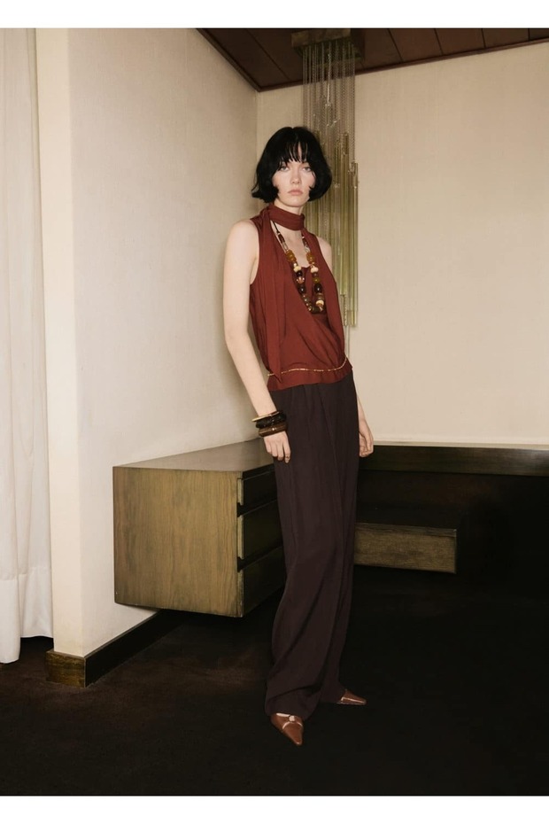 Fular yakalı bluz - 2