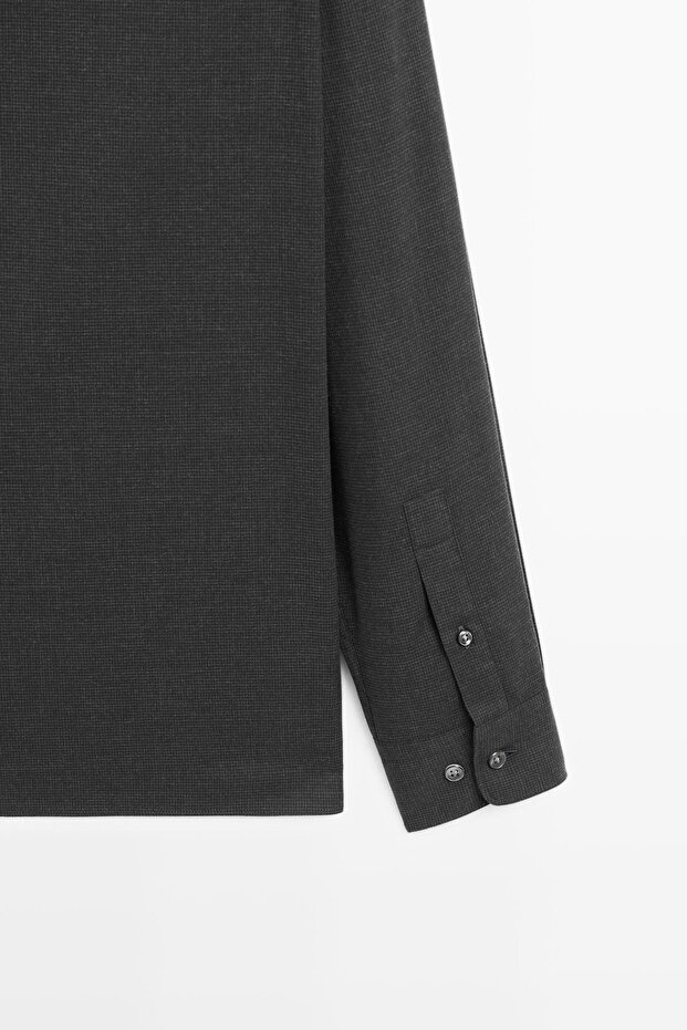 Mikro kareli regular fit gömlek - 7