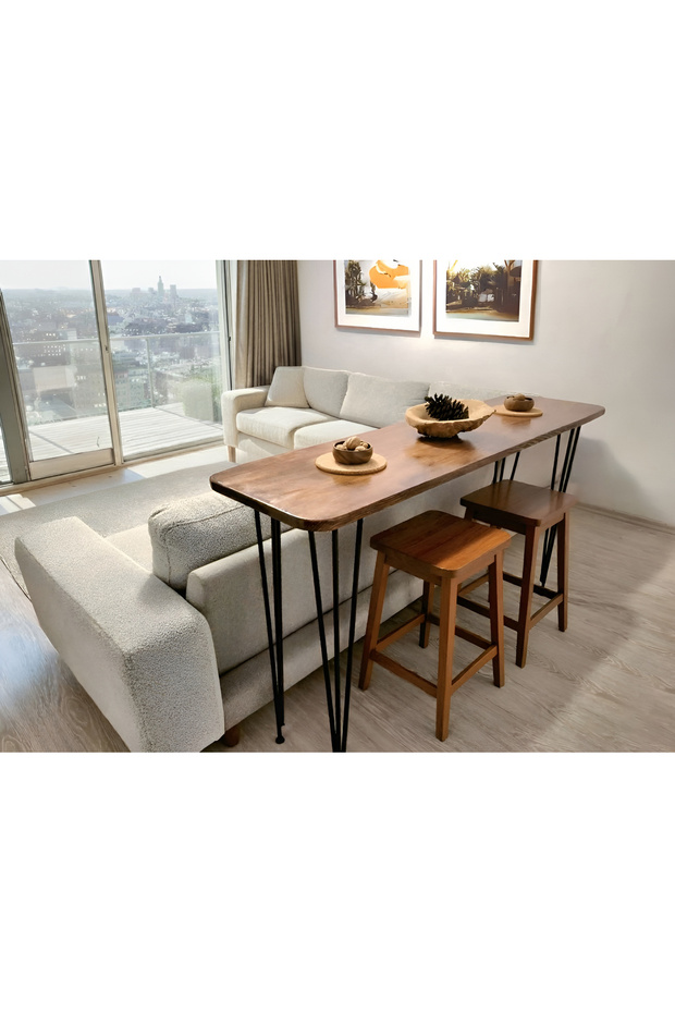RGB Işıklı Masif Bar Masası - Modern Mutfak Masası - 5