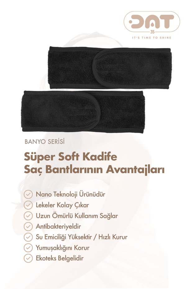 Set of 2 Black 100% Cotton Hair and Makeup Bands – Bandana, Sports, Yoga, Spa and Skincare Band Set