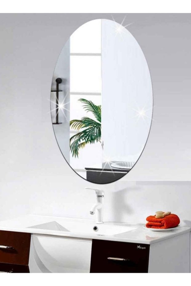 3D Art DIY Home Decorative Oval Shape Acrylic Wall Sticker Mirror for Home Living Room Bedroom 30 x