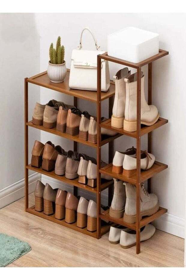 Multi-Layer Bamboo Shoe Rack Storage Shelf 77 x 25 x 73 cm
