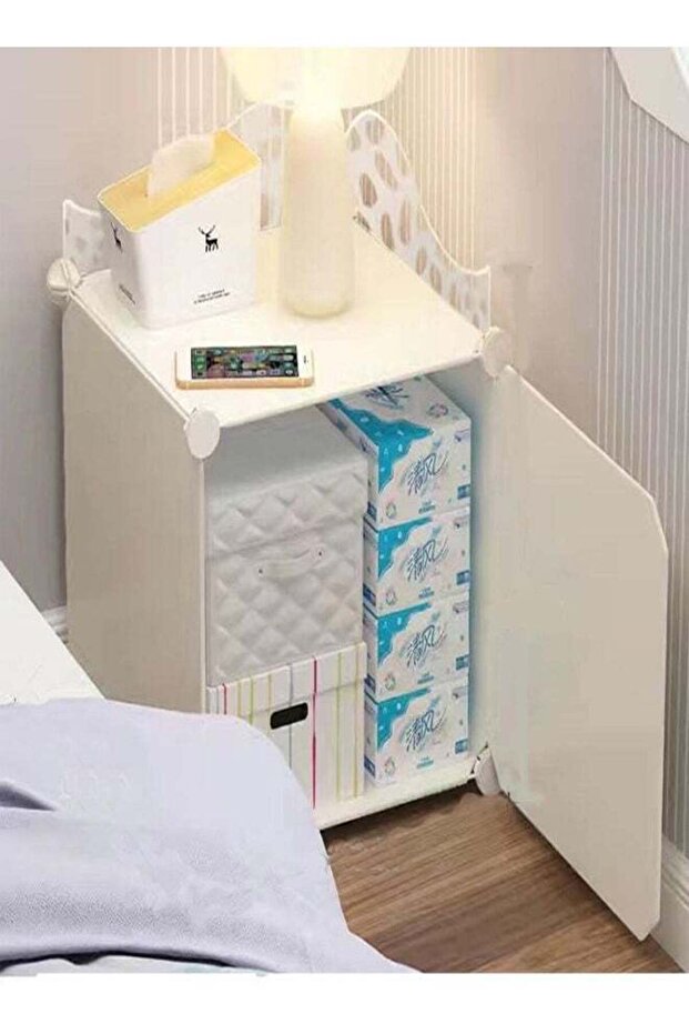 Simple Bedside Storage Cabinet Rack White 32 x 32 x 42 cm