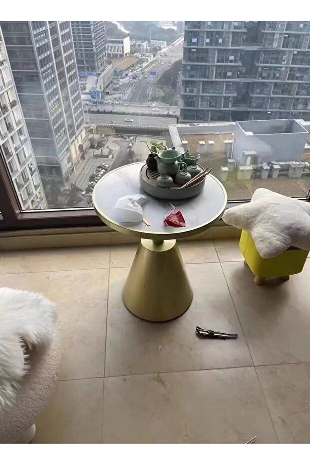 طاولة قهوة رخامية فاخرة متعددة الأغراض وطاولة جانبية مستديرة للأريكة - 2