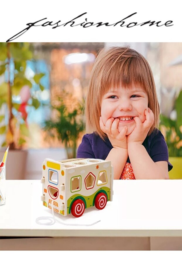 Wooden Blocks Bus Vehicle Toy