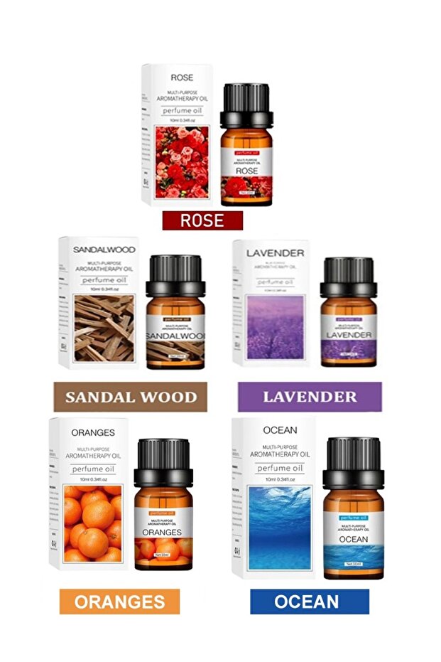 Pack of 5 Natural and Pure Premium Multi Scented Diffuser Aromatherapy Oil