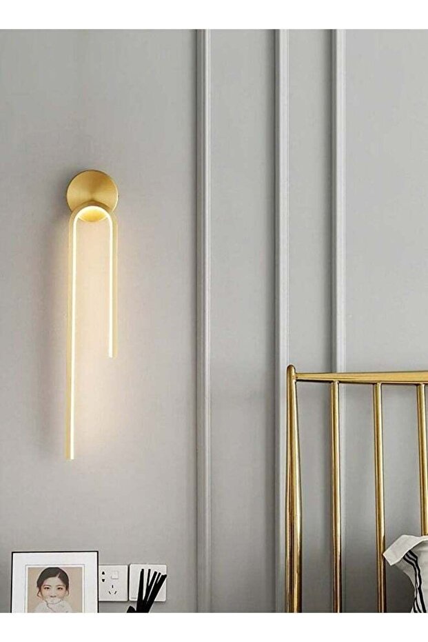 Modern Luxury Design U-Shape Right Side Wall Lamp Aluminum Tri Color Mode Acrylic LED Light Wall Dec