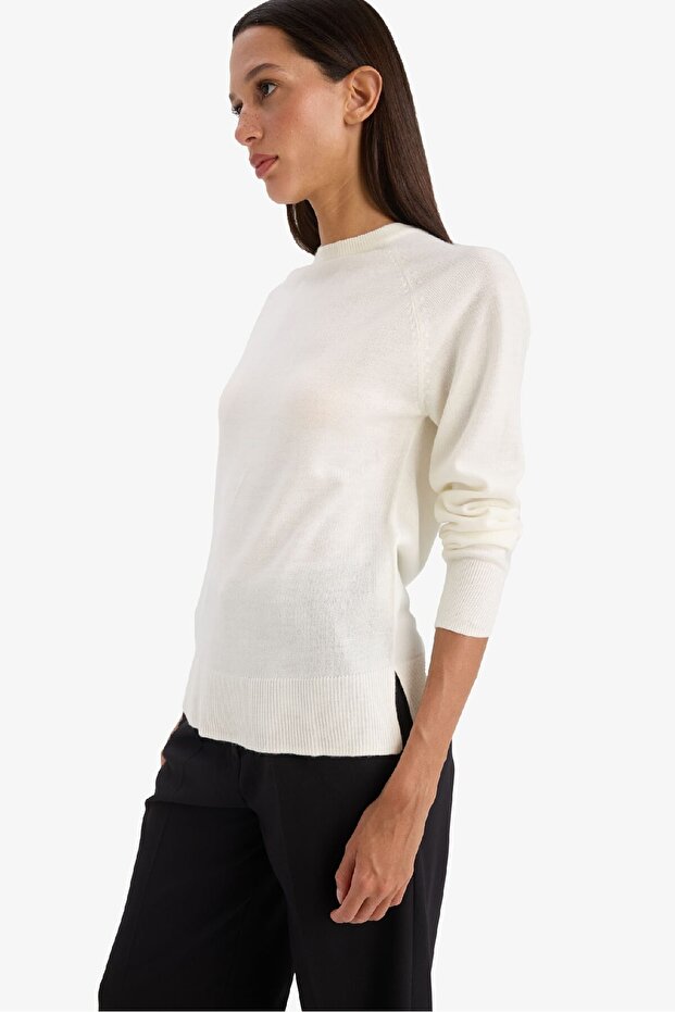 Regular Fit Yumuşak Dokulu Bisiklet Yaka Basic Düz Triko Kazak I6913az24wn - 4