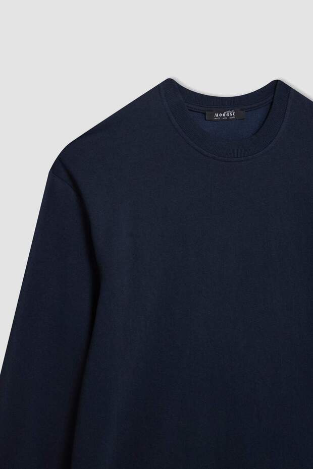Regular Fit Bisiklet Yaka Basic Düz Sweatshirt Tunik A9529AX24AU - 8