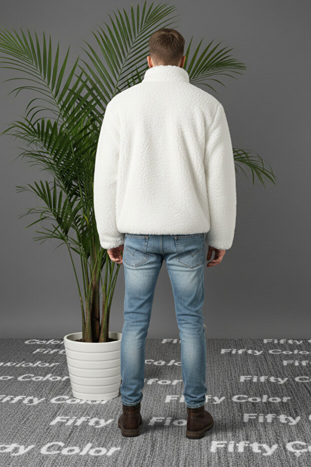Oversize Zippered Plush Jacket - 3