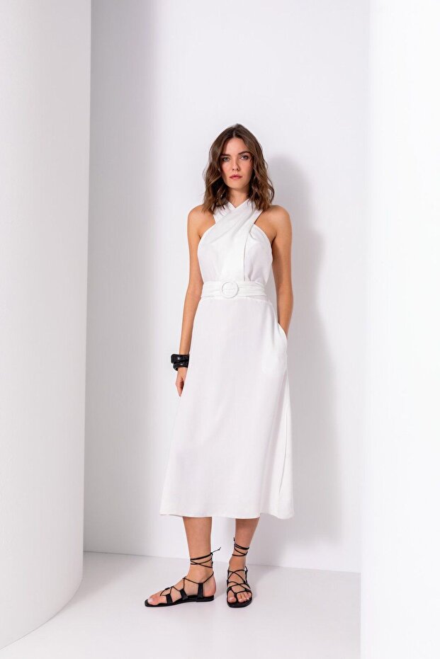 24YE154 Çapraz Askılı Elbise - 5