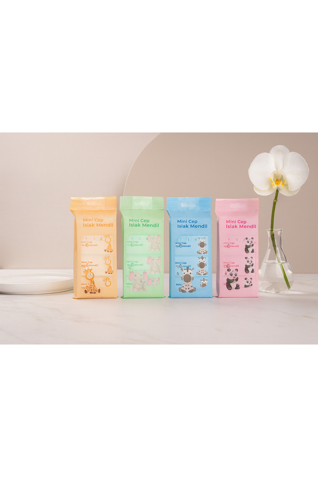1 Paket 8 Yapraklı Mini Cep Islak Mendili (1 adet mini) - 6