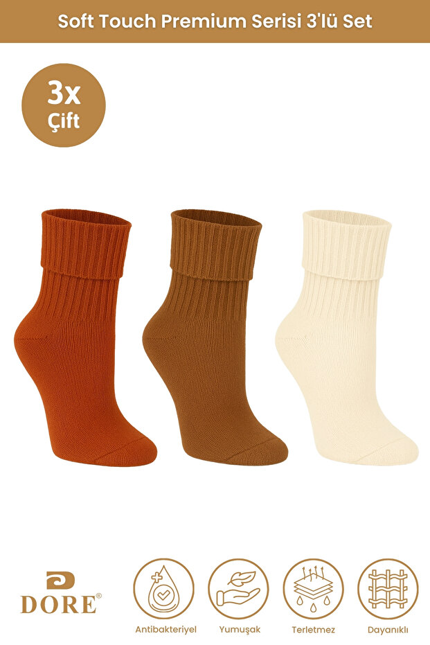 Original Women's 3 Pairs Soft Touch Premium Series Soft Textured Wool Corduroy Winter Sleeping Socks