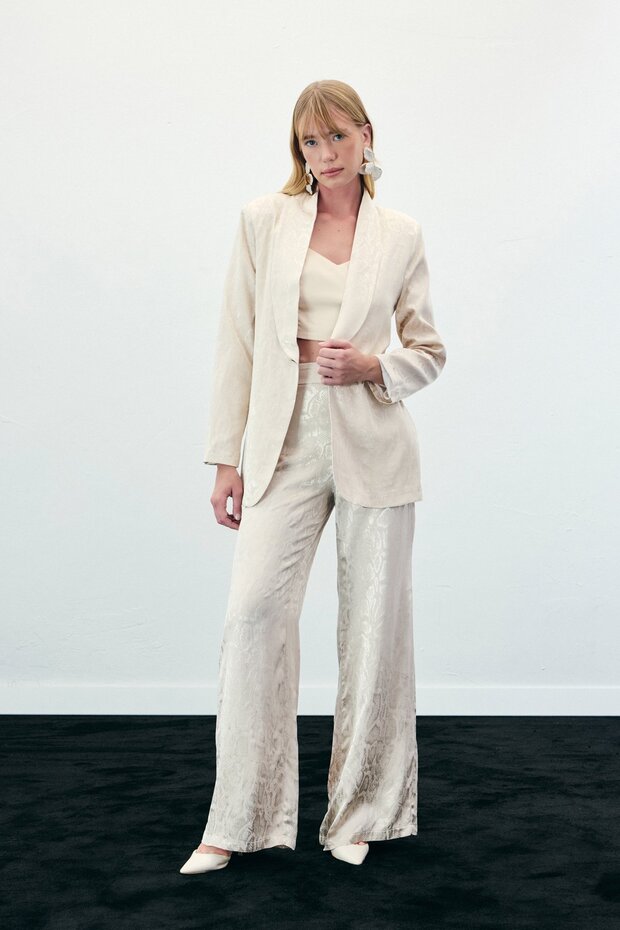 Snake Patterned Trousers - Beige - 4