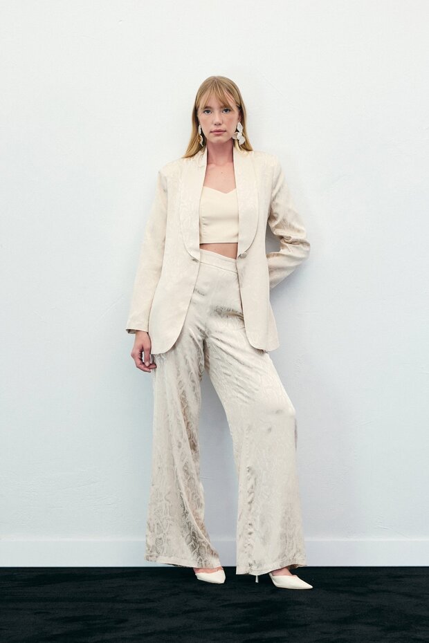 Snake Patterned Trousers - Beige - 5