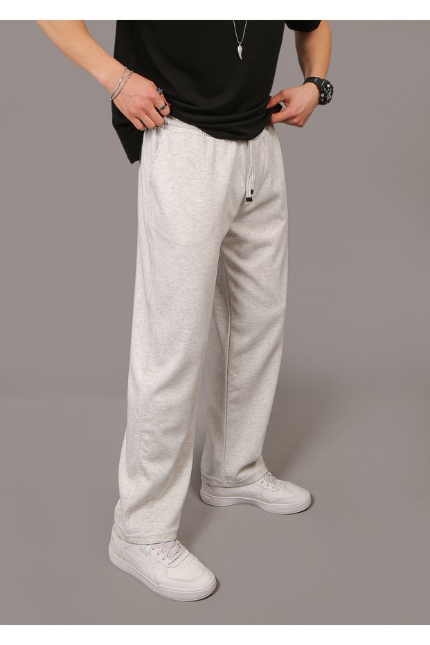 Men's Baggy Loose Cut Pique Trousers with Elastic Waist Original Fit