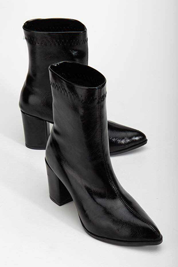 Sivri Burun Kalın Topuklu Streç Bot - 5
