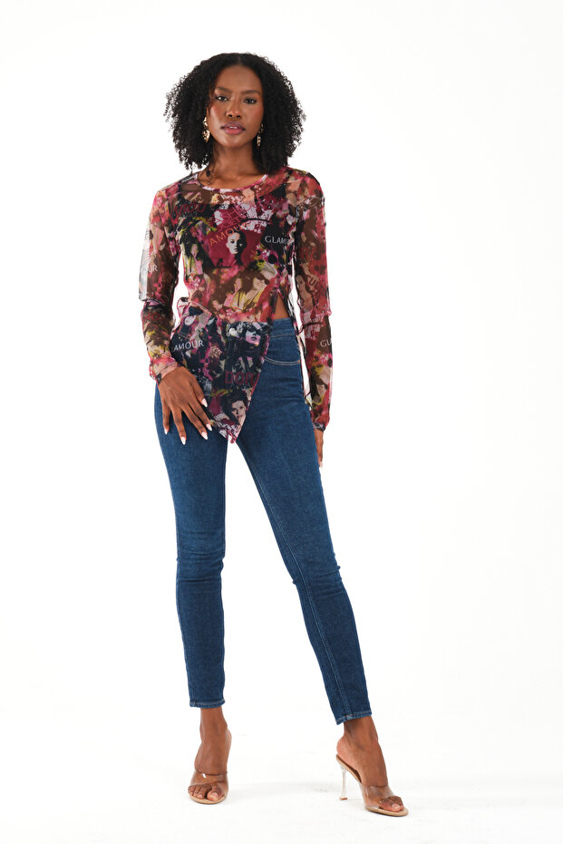 Yırtmaç Detaylı Bluz - 3