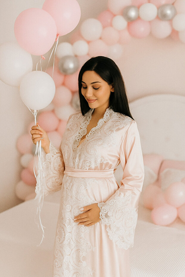 Powder Maternity Dressing Gown