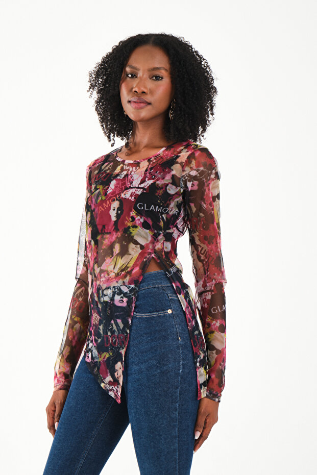 Yırtmaç Detaylı Bluz - 4