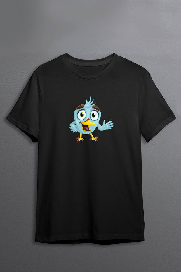 Design Hello Bird Front Print Oversize Cotton Crew Neck Unisex T-Shirt