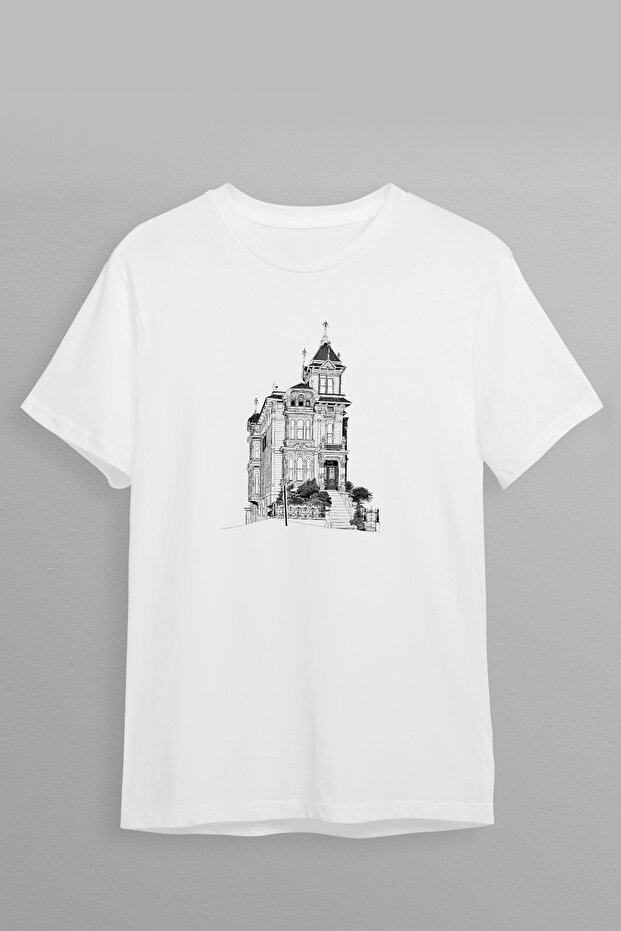 Design Home Linear Front Print Oversize Cotton Crew Neck Unisex T-Shirt