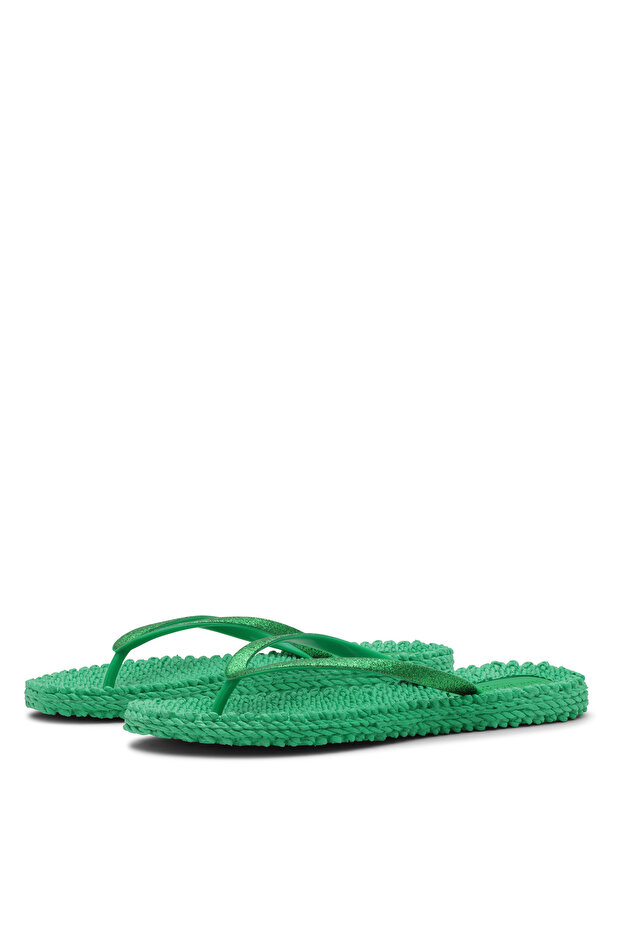Green Women's Beach Slippers Cheerful01