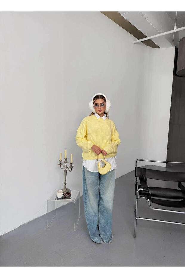 Balon Kol Triko Oversize Kazak - 8