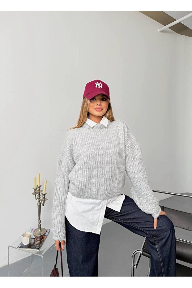 Balon Kol Triko Oversize Kazak - 7