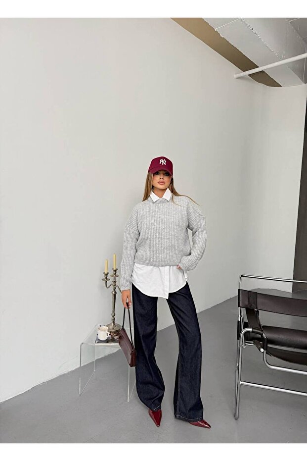 Balon Kol Triko Oversize Kazak - 6