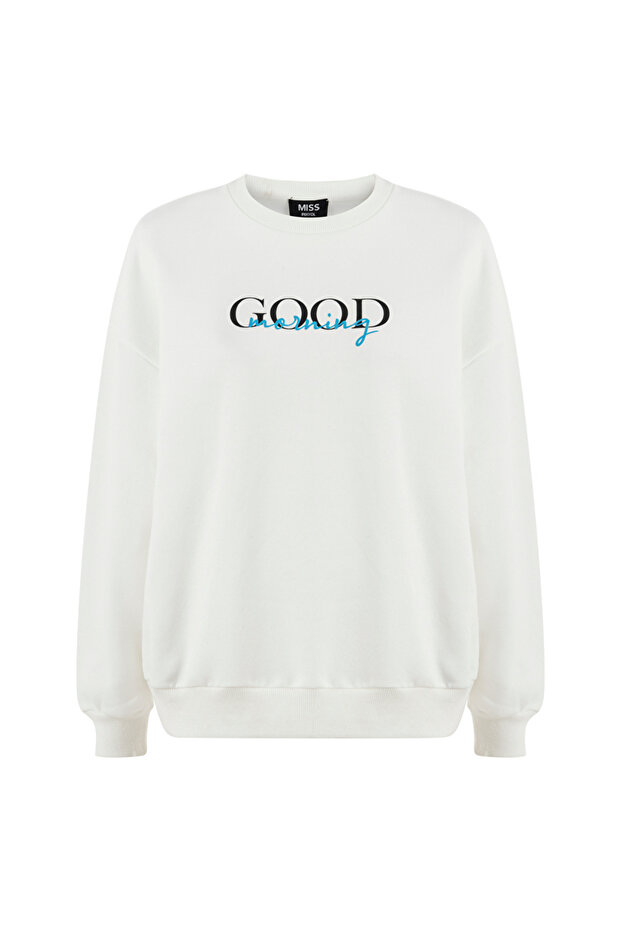 Slogan baskılı sweatshirt - 1