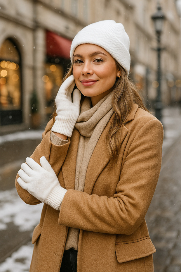 Unisex Ekru Örme Eldiven Eld01 - 7