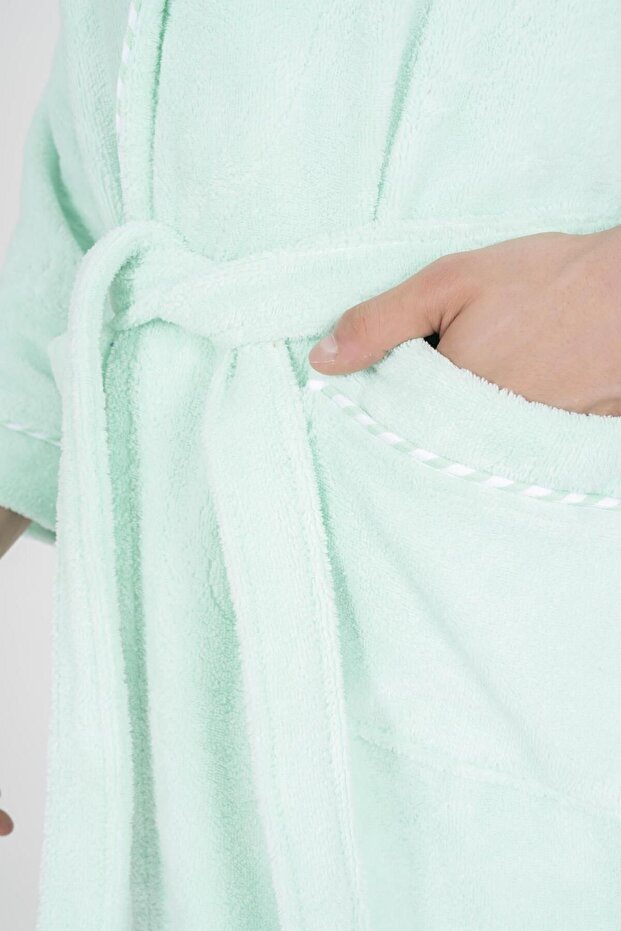 Biyeli Şal Yaka Bambu Bornoz - 4