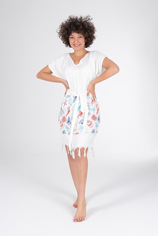 Baskılı Bambu Plaj Elbisesi - 2