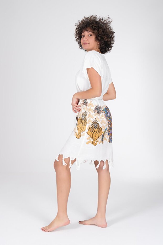 Baskılı Bambu Plaj Elbisesi - 3