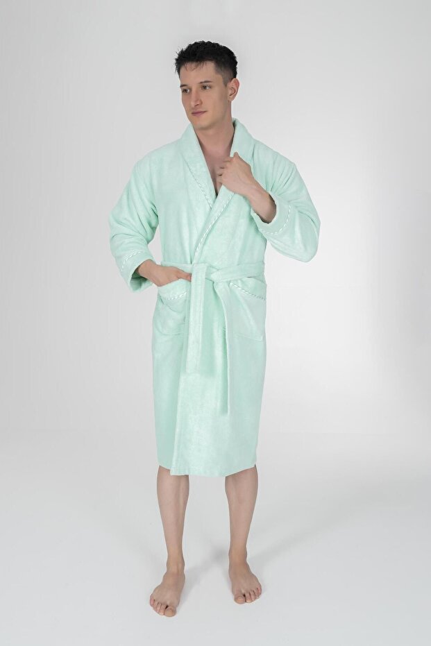 Biyeli Şal Yaka Bambu Bornoz - 2