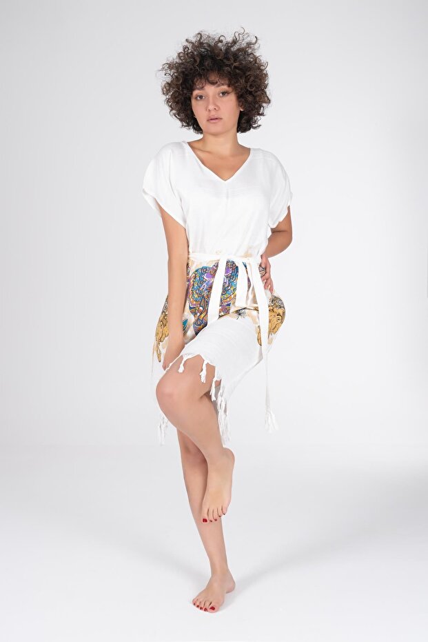 Baskılı Bambu Plaj Elbisesi - 2