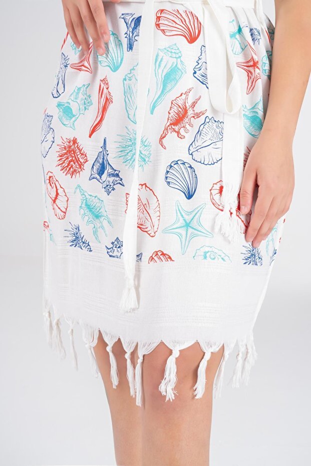 Baskılı Bambu Plaj Elbisesi - 6