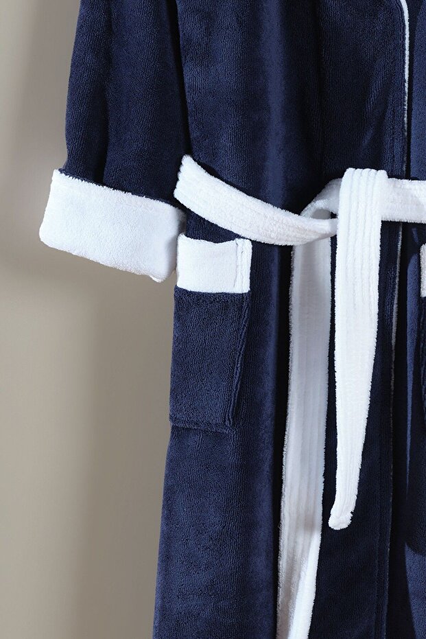 Biyeli Kapşonlu Bambu Bornoz - 3