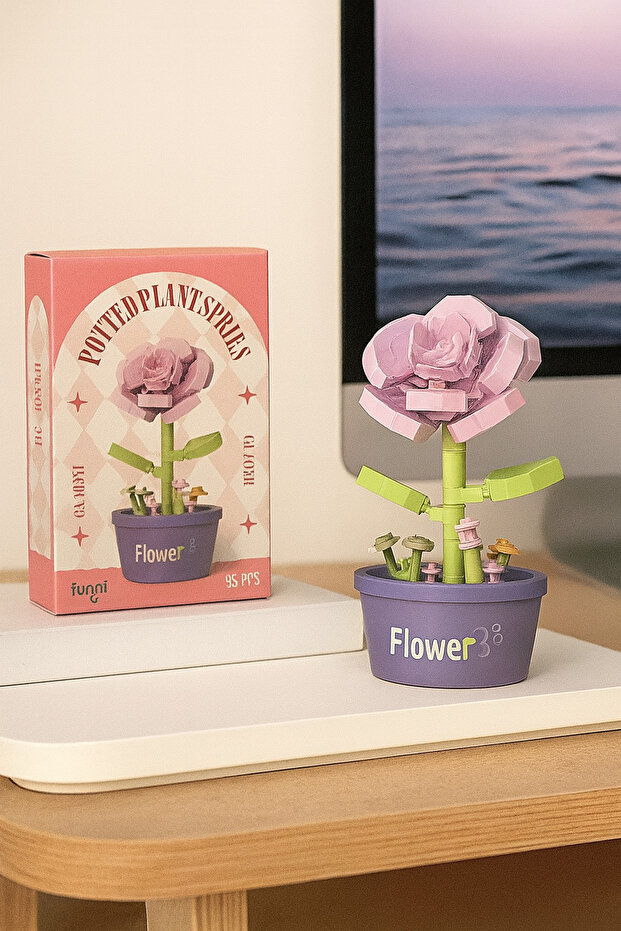 Pembe Çiçek Model Karakter Figürü 3D Yapı Oyuncakları - 2