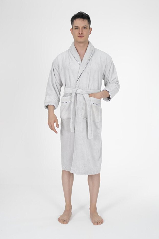 Biyeli Şal Yaka Bambu Bornoz - 5