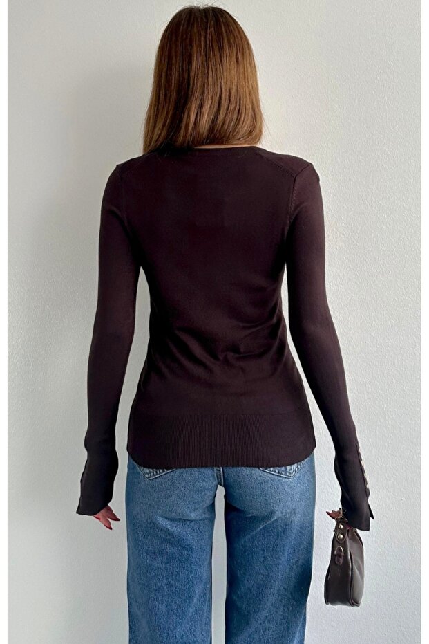 Solid Color Basic Sweater Burgundy - 6